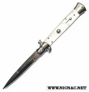 Frank B Italian Stiletto White Pearlex 9 Inch Bayonet Blade